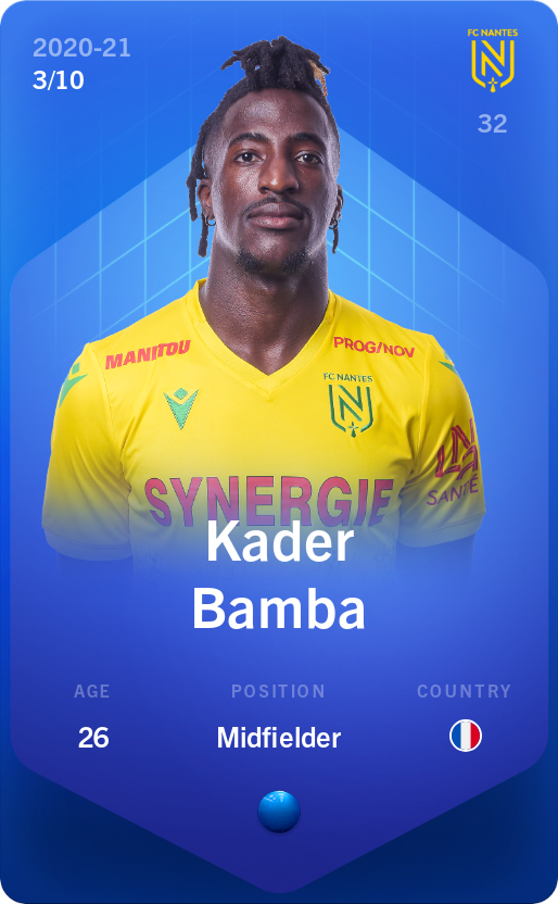 Sorare - Sorare Official - Kader Bamba 2020-21 • Super Rare 3/10 - NFT # 90407122529152289867120229779174407675028507547999692158331472738151831486654