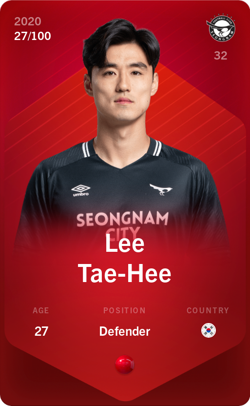 Sorare - Sorare Official - Lee Tae-Hee 2020-21 • Rare 27/100 - NFT # 73045262521032016079501761030906266062375603541295468998807451614266086705419