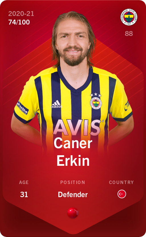 Sorare - Sorare Official - Caner Erkin 2020-21 • Rare 74/100 - NFT # 105402324841606156922598540274624212520214479540021423388704879970498024193160