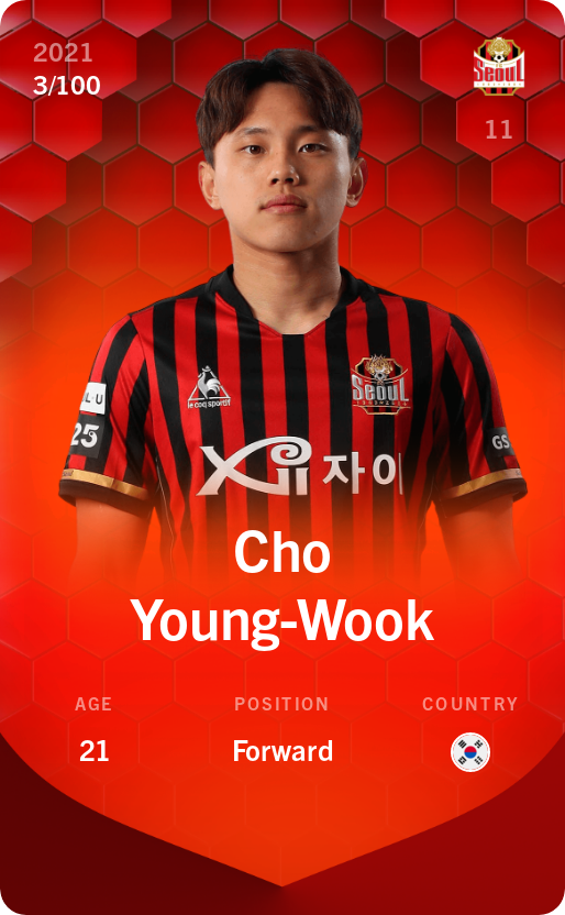 Sorare - Sorare Official - Cho Young-Wook 2021-22 • Rare 3/100 - NFT # 53469263153735502749288506281336072331077588469214639792928850966469325147000