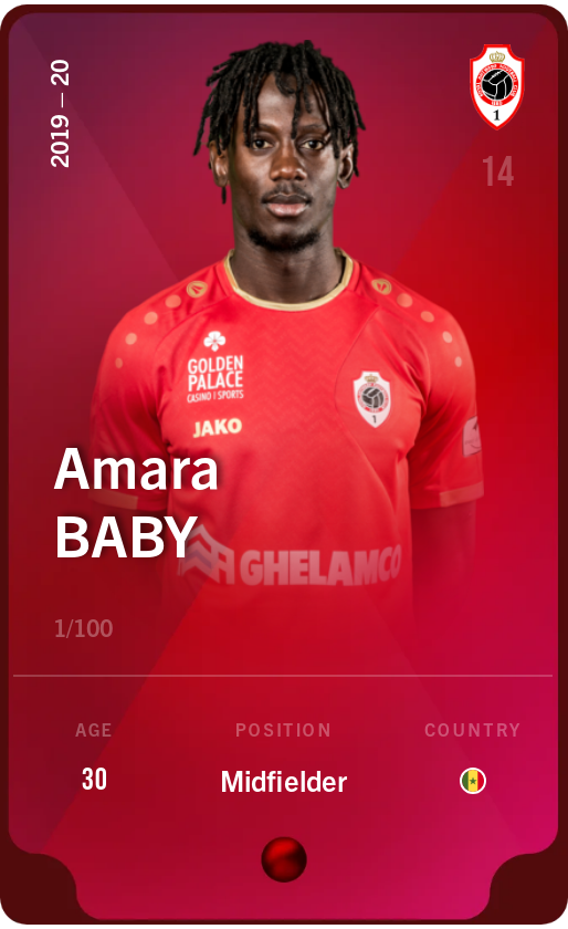 Sorare - Sorare Official - Amara Baby 2019-20 • Rare 1/100 - NFT # 53764758653435816088016231354674897080212668210065861512518436850296845171492