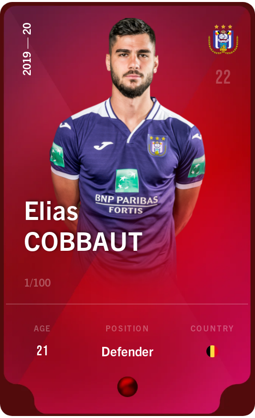 Sorare - Sorare Official - Elias Cobbaut 2019-20 • Rare 1/100 - NFT # 113785083510437910504764358611731434863128352868303589258270355216368665276062