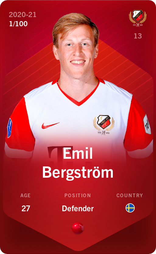 Sorare - Sorare Official - Emil Bergström 2020-21 • Rare 1/100 - NFT # 35901607414556799304593311840739627038041733477029426466592043709047370605285