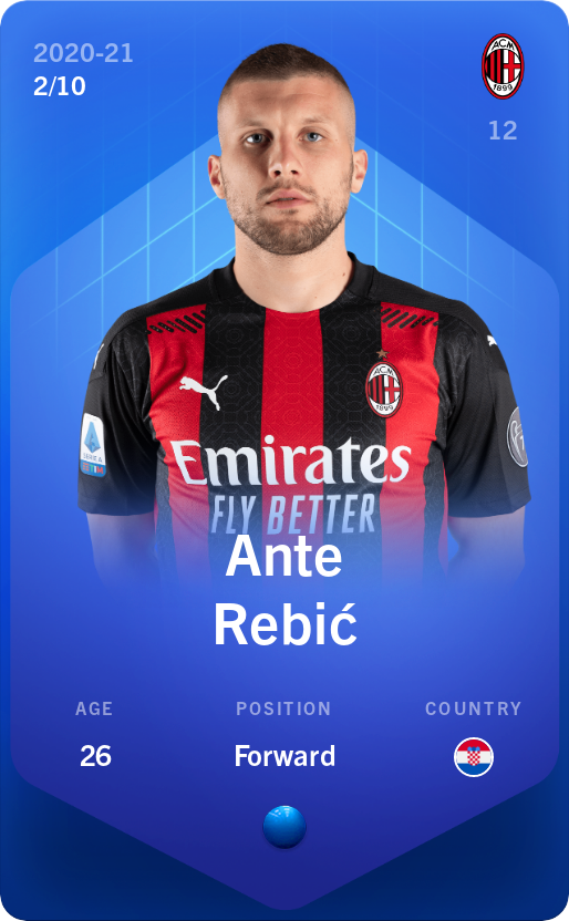 Sorare - Sorare Official - Ante Rebić 2020-21 • Super Rare 2/10 - NFT # 89792613837177859107425704236677495620908917954345457594775679572884320008132