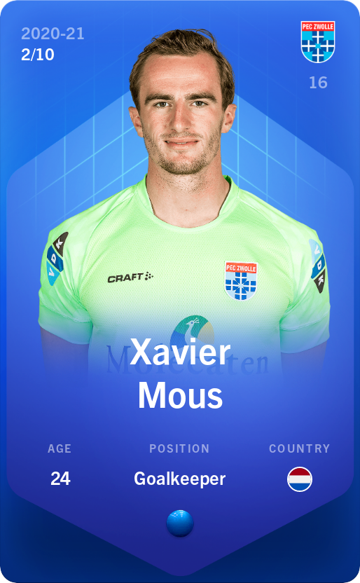 Sorare - Sorare Official - Xavier Mous 2020-21 • Super Rare 2/10 - NFT # 56720774731264614151956527444252406851787213695129800285912981764951021210002