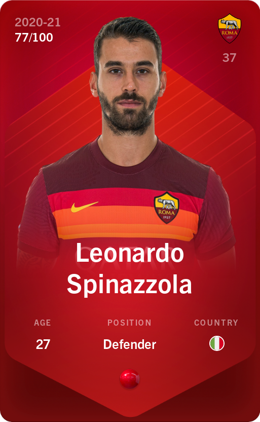 Sorare - Sorare Official - Leonardo Spinazzola 2020-21 • Rare 77/100 - NFT # 54301433741844390575773029416563124159718732430609194408889553289551117756133
