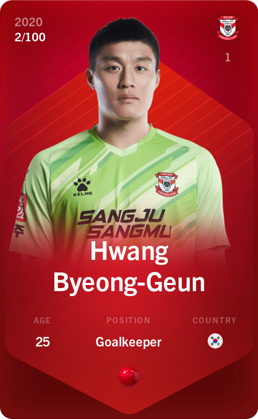 Sorare - Sorare Official - Hwang Byeong-Geun 2020-21 • Rare 2/100 - NFT # 101730245963042110107632395109197130041471088301056256659229896156384460624413