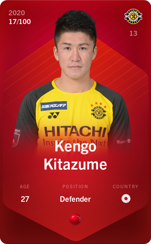 Sorare - Sorare Official - Kengo Kitazume 2020-21 • Rare 17/100 - NFT # 91589479767057642772781841267784909264692619561842423595737642135506943085569