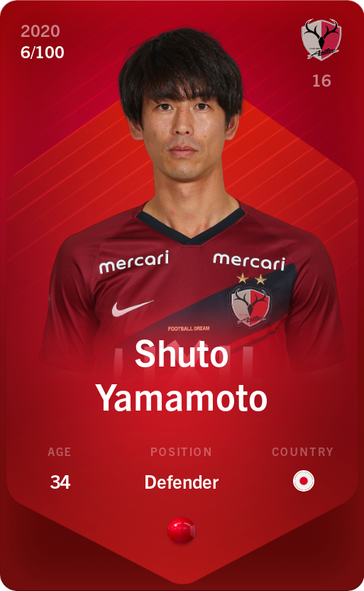 Sorare - Sorare Official - Shuto Yamamoto 2020-21 • Rare 6/100 - NFT # 53358967169925096915180261997254534364223731169862167885454003436578818669032
