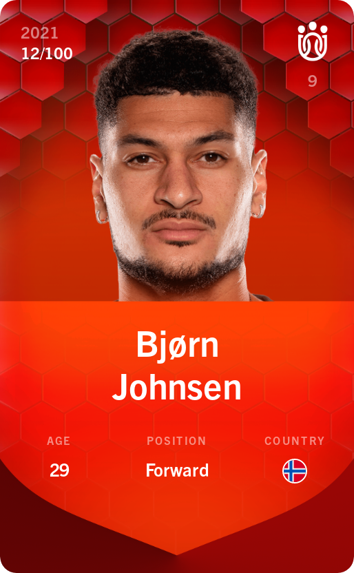 Sorare - Sorare Official - Bjørn Johnsen 2021-22 • Rare 12/100 - NFT # 87598973938373579270015574732499604122515116436540544967034113461291760002325