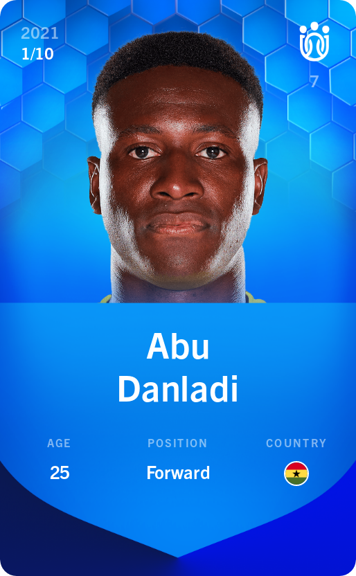 Sorare - Sorare Official - Abu Danladi 2021-22 • Super Rare 1/10 - NFT # 19663088565085059365306232659879075120103178635130195873989119730407400210709