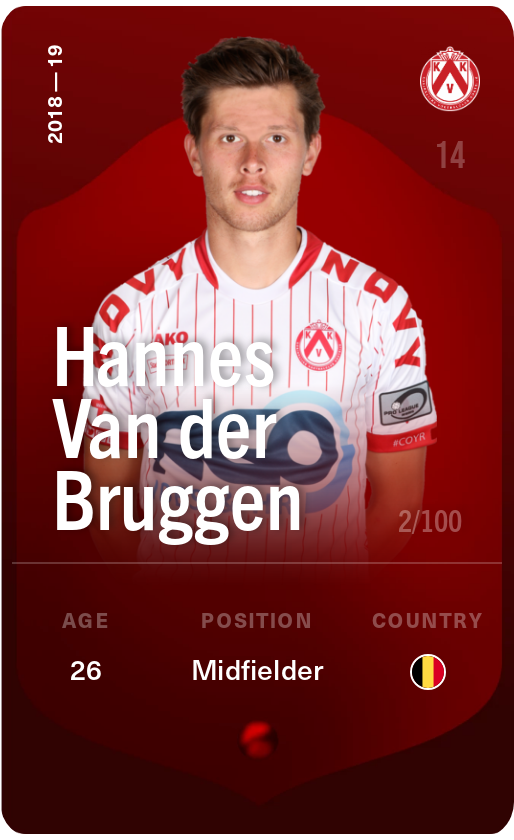 Sorare - Sorare Official - Hannes Van der Bruggen 2018-19 • Rare 2/100 - NFT # 55920606189231655388259427972148833849266929048050877475707387400481898137676