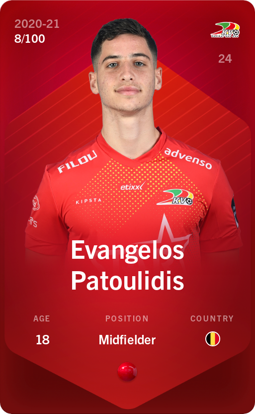 Sorare - Sorare Official - Evangelos Patoulidis 2020-21 • Rare 8/100 - NFT # 101746734718655766654384164452297959342837126225908726687349040970612541083318