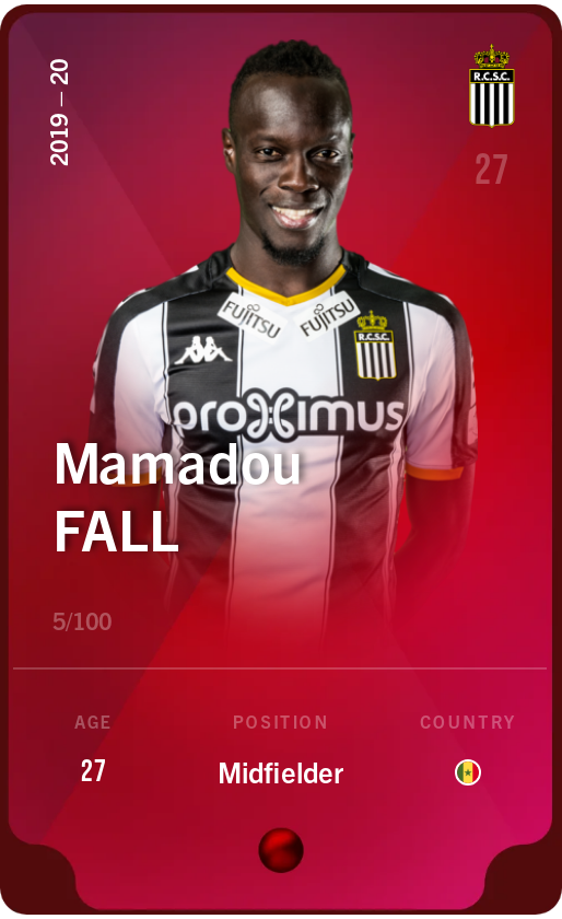 Sorare - Sorare Official - Mamadou Fall 2019-20 • Rare 5/100 - NFT # 48461270870154309158600919830343492788637753560600069578845334282597645580149