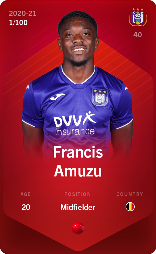 Sorare - Sorare Official - Francis Amuzu 2020-21 • Rare 1/100 - NFT # 33856163344438335863324726451603096670714635001364886376974042639916374466218