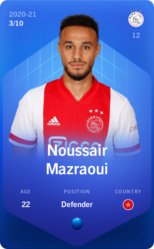 Sorare - Sorare Official - Noussair Mazraoui 2020-21 • Super Rare 3/10 - NFT # 95962839458369457092470974681660158110107821335589621231036618379887895316826