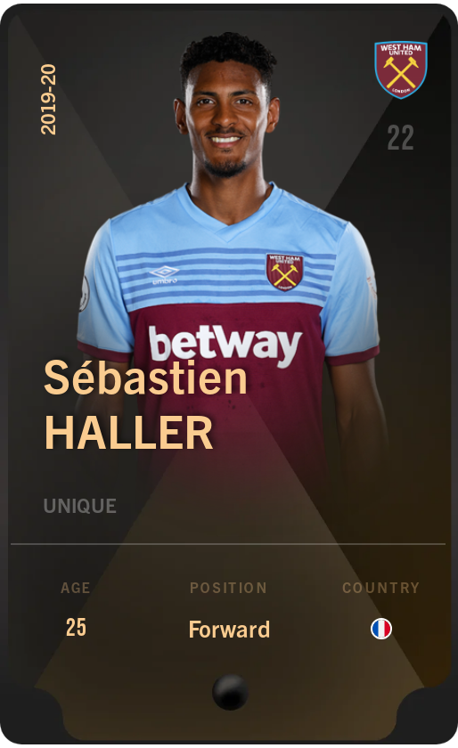 Sorare - Sorare Official - Sébastien Haller 2019-20 • Unique - NFT # 37044164244926749561359604275718964381848822546829984233734738999656465711338