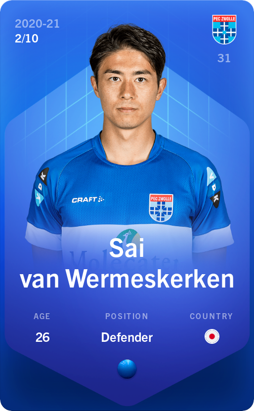 Sorare - Sorare Official - Sai van Wermeskerken 2020-21 • Super Rare 2/10 - NFT # 45543760995367107901605322839360396266556095817260450859752908651798303371134