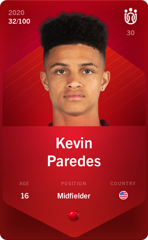 Sorare - Sorare Official - Kevin  Paredes 2020-21 • Rare 32/100 - NFT # 99032604629094305960366500213518682294788325619994301543080012858829296240510