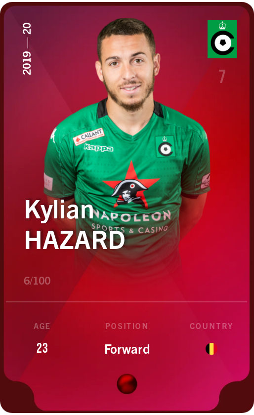 Sorare - Sorare Official - Kylian Hazard 2019-20 • Rare 6/100 - NFT # 80172315384517342300915343386721790100226322599851285887685129701995285398286