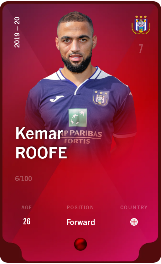 Sorare - Sorare Official - Kemar Roofe 2019-20 • Rare 6/100 - NFT # 29969924429244308668520360573876318871373860790876253566219771100358122037778