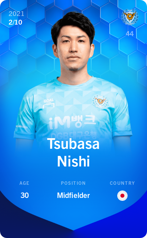 Sorare - Sorare Official - Tsubasa Nishi 2021-22 • Super Rare 2/10 - NFT # 19860738705717183170567294304613416831661732326620692347648187203716818707230