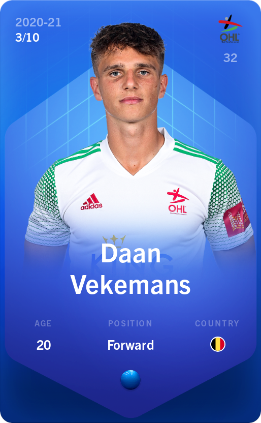 Sorare - Sorare Official - Daan Vekemans 2020-21 • Super Rare 3/10 - NFT # 60825663688500484507515009971674116464878215682536641752055750564487124798546