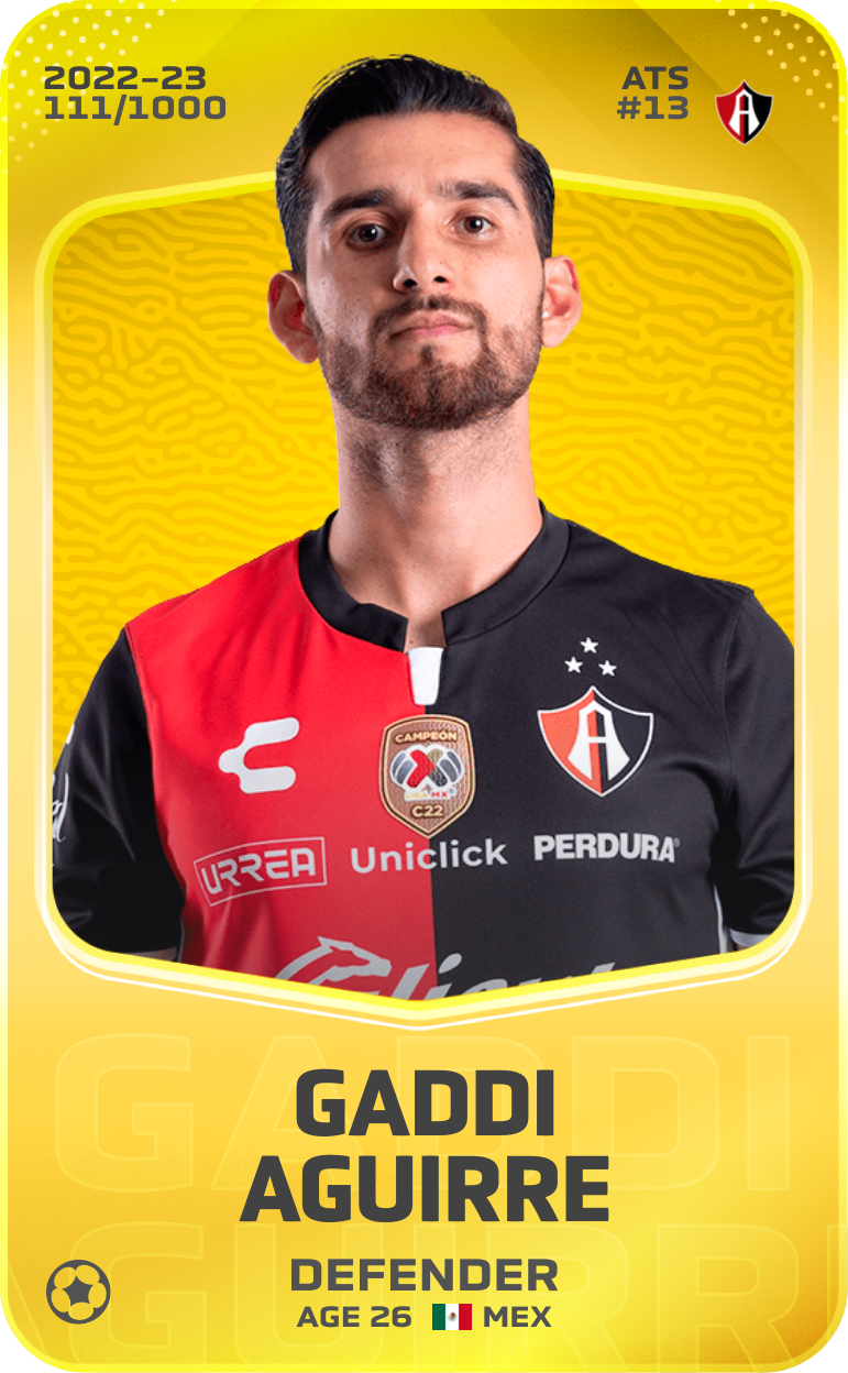 Sorare - Sorare Official - Gaddi Aguirre 2022-23 • Limited 111/1000 - NFT # 33674464332239795194529904127142696343131432764459080404234292078285738071993