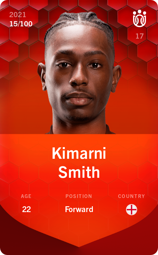 Sorare - Sorare Official - Kimarni Smith 2021-22 • Rare 15/100 - NFT # 78055137064196374663741570829979904867014851232015346431761830563942113047589