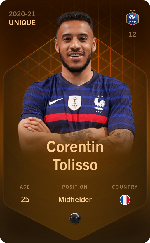 Sorare - Sorare Official - Corentin Tolisso 2020-21 • Unique - NFT # 66045989124174982431272620005568978771284730875996599363595481759395705533288