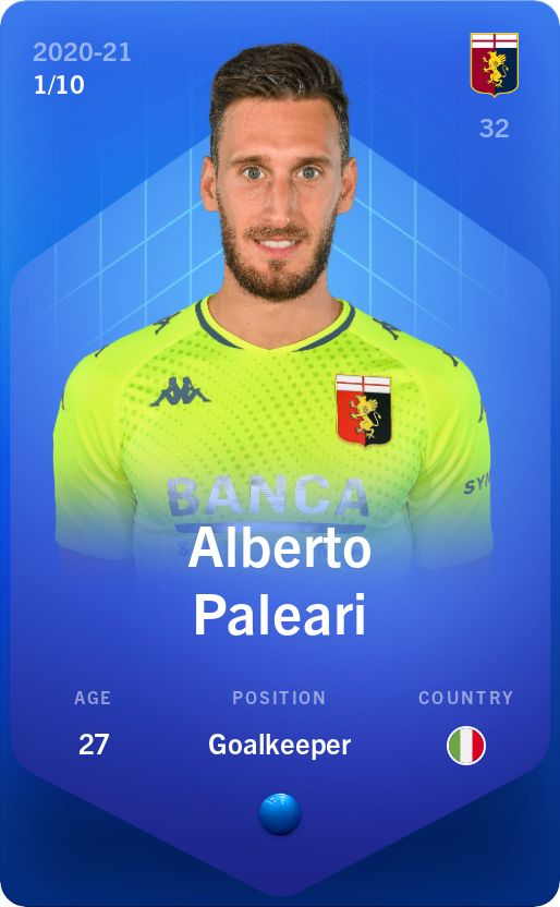 Sorare - Sorare Official - Alberto Paleari 2020-21 • Super Rare 1/10 - NFT # 64067420546885831175546642851700627420489516984067486847136727241895121340379