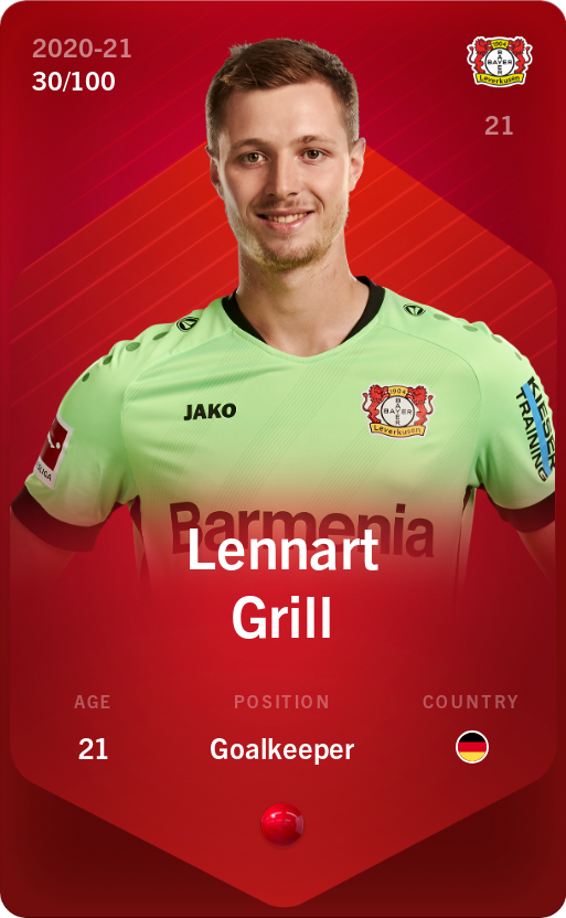 Sorare - Sorare Official - Lennart Grill 2020-21 • Rare 30/100 - NFT # 23471295537355458041957049013828995837765422673363938912009442336668815877464
