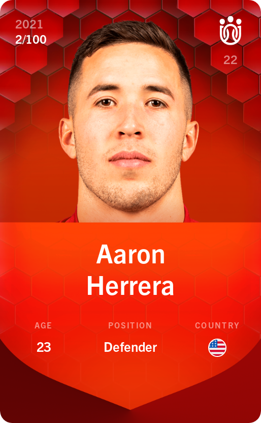 Sorare - Sorare Official - Aaron Herrera 2021-22 • Rare 2/100 - NFT # 10039092611661090231127596079256978810491067139766958323232598663527968498990