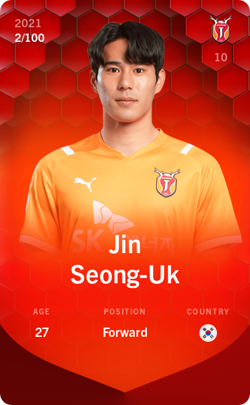 Sorare - Sorare Official - Jin Seong-Uk 2021-22 • Rare 2/100 - NFT # 113761444301446074295401656163732127368547747158763473811864435429651820254024
