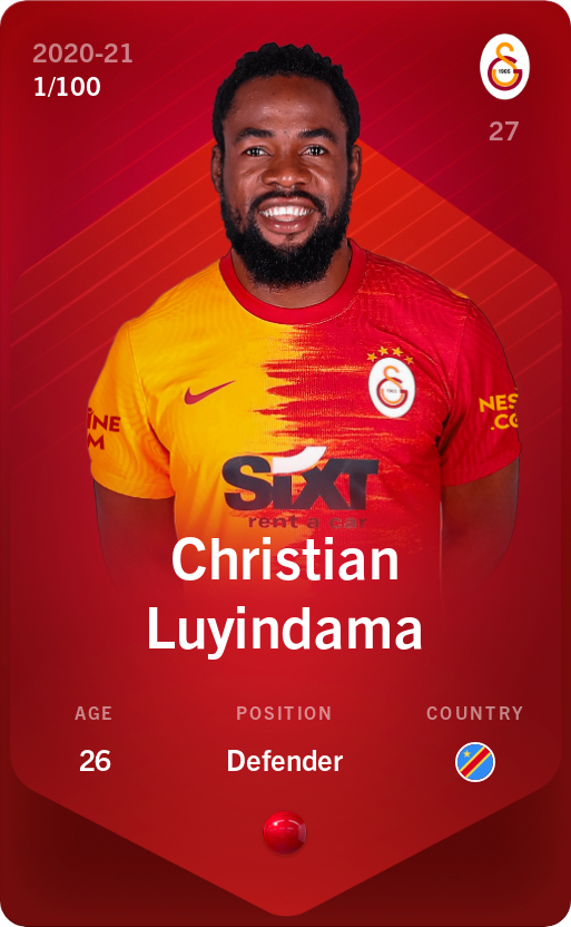 Sorare - Sorare Official - Christian Luyindama 2020-21 • Rare 1/100 - NFT # 88609060294969687064592626185285927755379270226235784152649717340296925033333