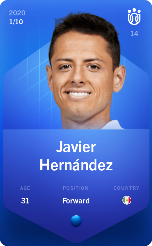 Sorare - Sorare Official - Javier Hernández 2020-21 • Super Rare 1/10 - NFT # 73898452036032168727536484599741794843278558206674266570458684580543681033216