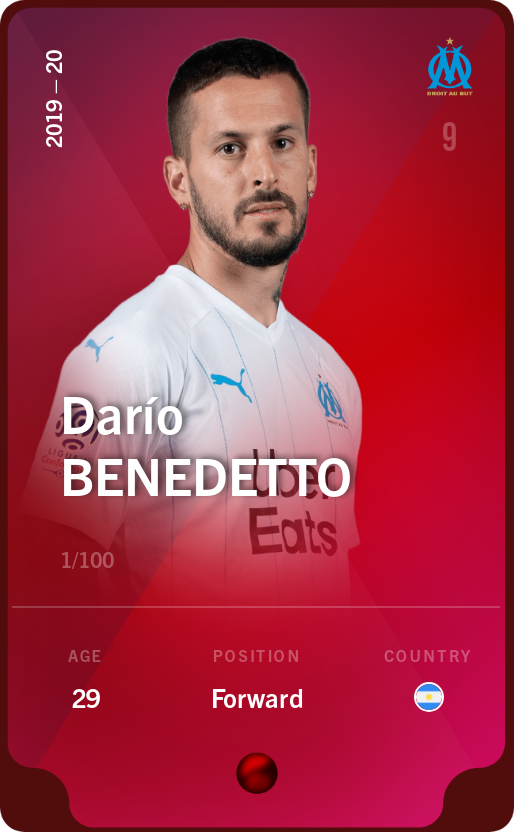 Sorare - Sorare Official - Darío Benedetto 2019-20 • Rare 1/100 - NFT # 16589217190977429031119580759981681458264768040872888302815133612449876216131