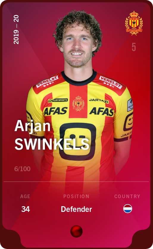 Sorare - Sorare Official - Arjan Swinkels 2019-20 • Rare 6/100 - NFT # 24366234980829711070753192468513903654860032816661322025742572519444938885253