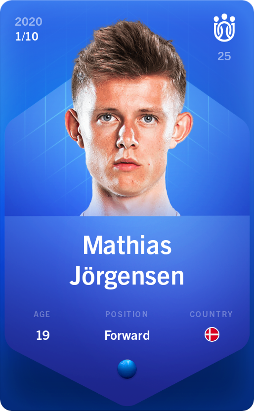 Sorare - Sorare Official - Mathias Jörgensen 2020-21 • Super Rare 1/10 - NFT # 79396693478641332662829567590758297302173455852058104490959052132269735410490