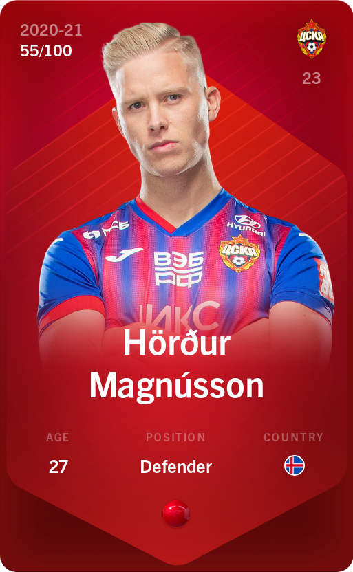 Sorare - Sorare Official - Hörður Magnússon 2020-21 • Rare 55/100 - NFT # 108180203609302451421416744227557526146101076537711019066469042664758393270765