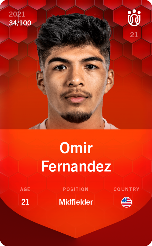 Sorare - Sorare Official - Omir Fernandez 2021-22 • Rare 34/100 - NFT # 115085923799146063412547347183704543666636920113348283878334809455122043079309