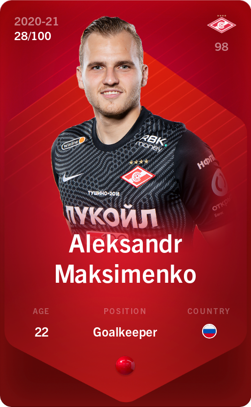 Sorare - Sorare Official - Aleksandr Maksimenko 2020-21 • Rare 28/100 - NFT # 42823657238324280182335787036637009300482622697270099801093332585210259470800