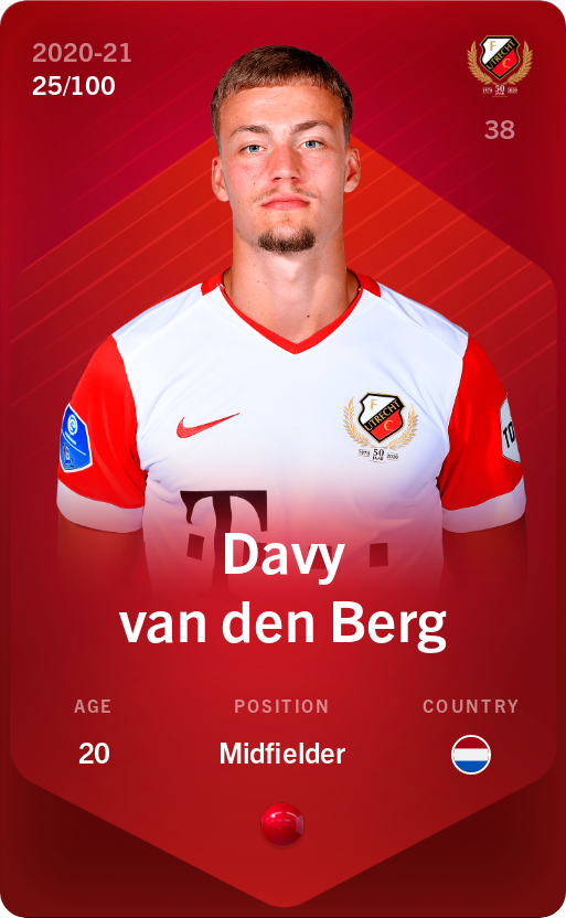 Sorare - Sorare Official - Davy van den Berg 2020-21 • Rare 25/100 - NFT # 23278198891278547584037983651087840655528745144660439545500053394504092843226