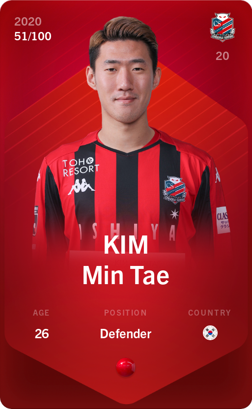 Sorare - Sorare Official - KIM Min Tae  2020-21 • Rare 51/100 - NFT # 49791143869215814381632650183893062529125450147265621366119037045106424685319