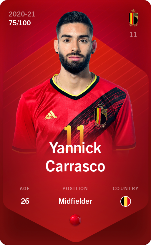 Sorare - Sorare Official - Yannick Carrasco 2020-21 • Rare 75/100 - NFT # 17194243477217970586205855244741497079546935059394392627517214787474459410153