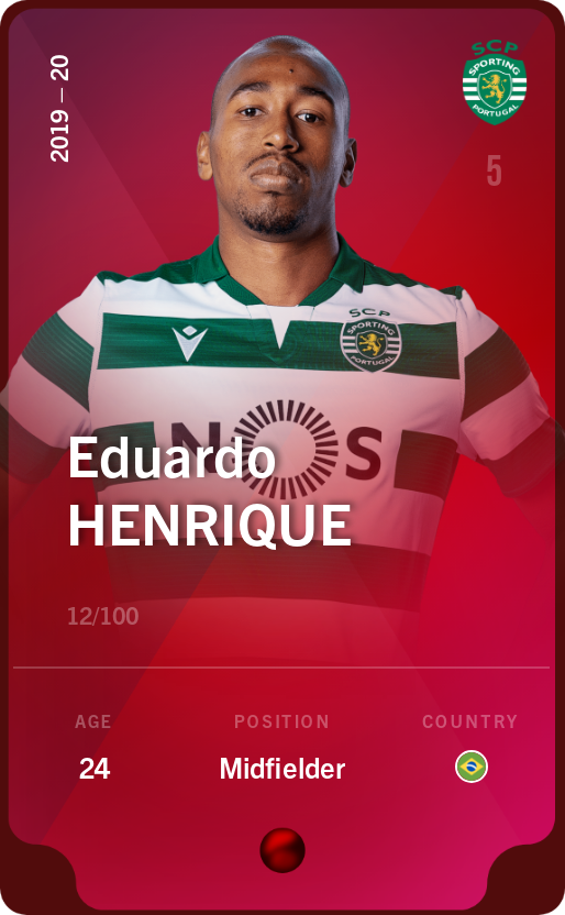 Sorare - Sorare Official - Eduardo Henrique 2019-20 • Rare 12/100 - NFT # 50266252140978284733874372227849215823298955349761489419882196259376383704619