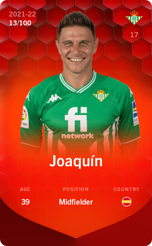 Sorare - Sorare Official - Joaquín 2021-22 • Rare 13/100 - NFT # 28318000785129719401560463516944978638377878634732293192388478833944364063812
