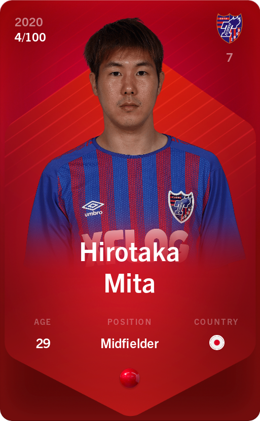 Sorare - Sorare Official - Hirotaka Mita 2020-21 • Rare 4/100 - NFT # 7522190429300454889152590986194572583945676096540627458829965594258836346039