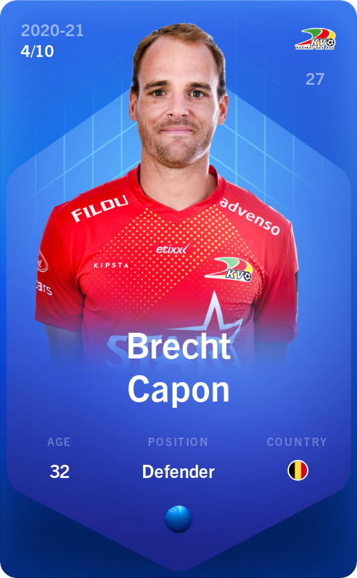 Sorare - Sorare Official - Brecht Capon 2020-21 • Super Rare 4/10 - NFT # 57130978889801187955282051769532101521564555336270000054622274984694450746337