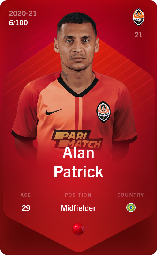 Sorare - Sorare Official - Alan Patrick 2020-21 • Rare 6/100 - NFT # 96336873558901094364497813427478901175653776906776105942459064886542012760381